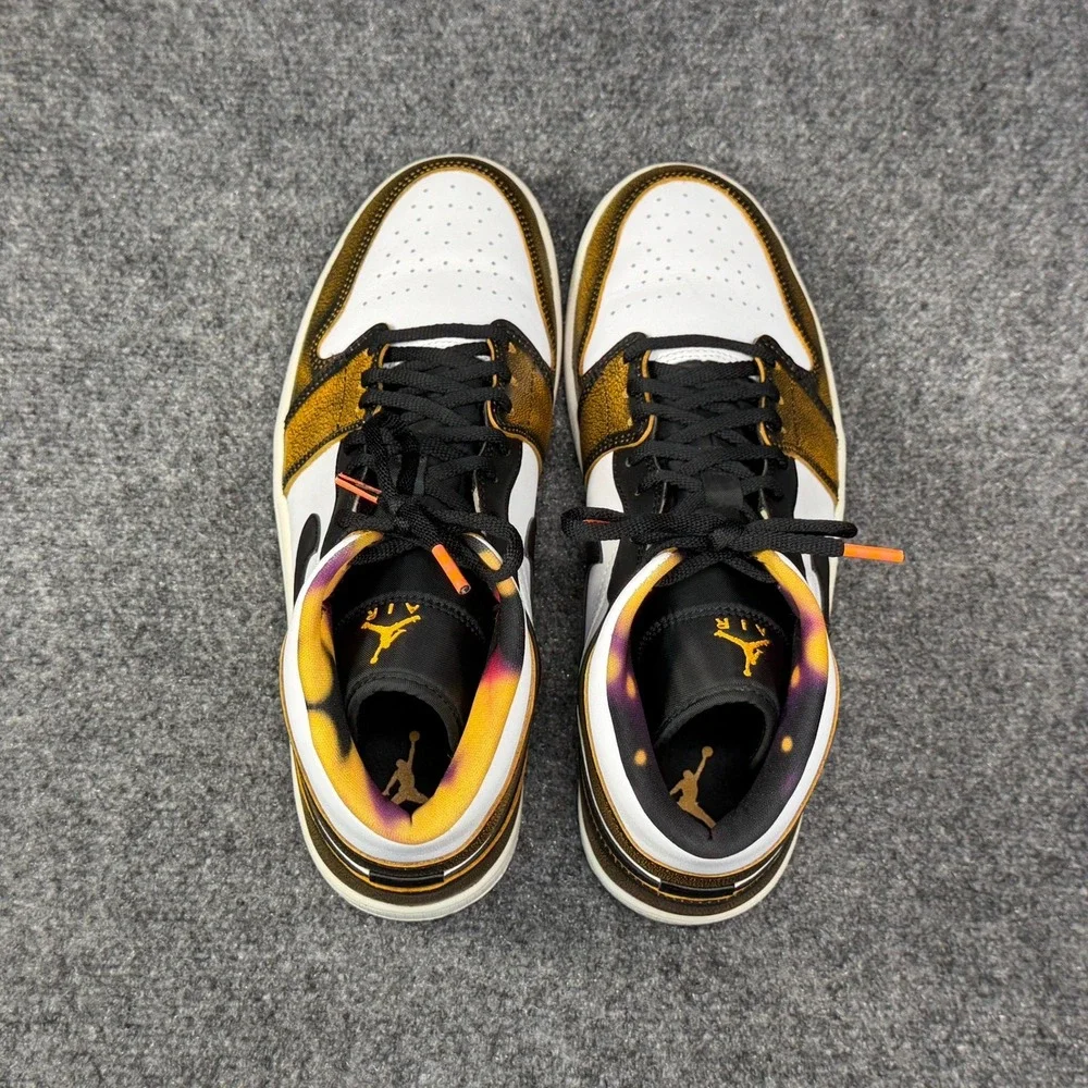 Jordan 1 Mid SE Shoes Men's 11 Orange Wear Away Athletic Retro Sneakers